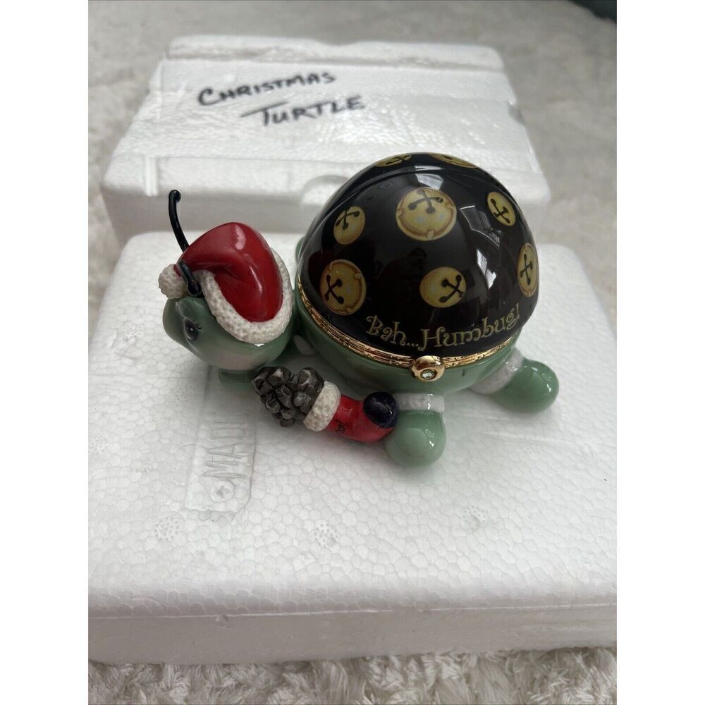 Bradford Exchange Musical Trinket Box Bah Humbug Turtle Cute as Holiday Bug Nice